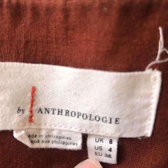 Anthropologie Rust Button Linen Wide Leg Crop Pants - 4 - Picture 7 of 13